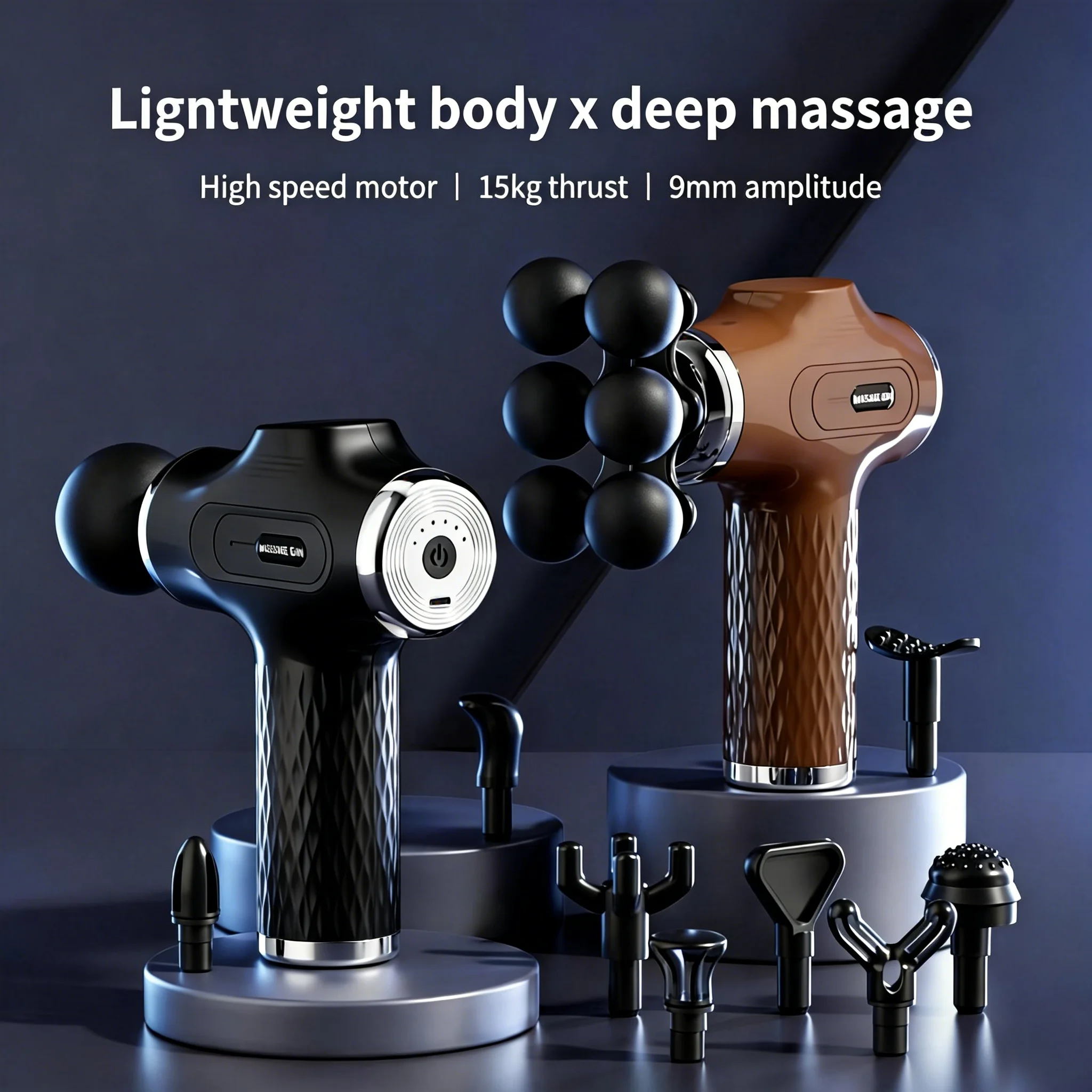 Scalp Massager Electric - Массажный пистолет с 10 насадками для