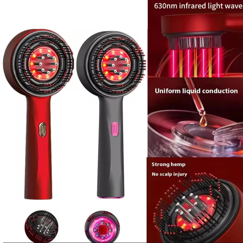 Scalp Massager Electric - 3-режимная электрическая вибрационная массажная расческа, красный